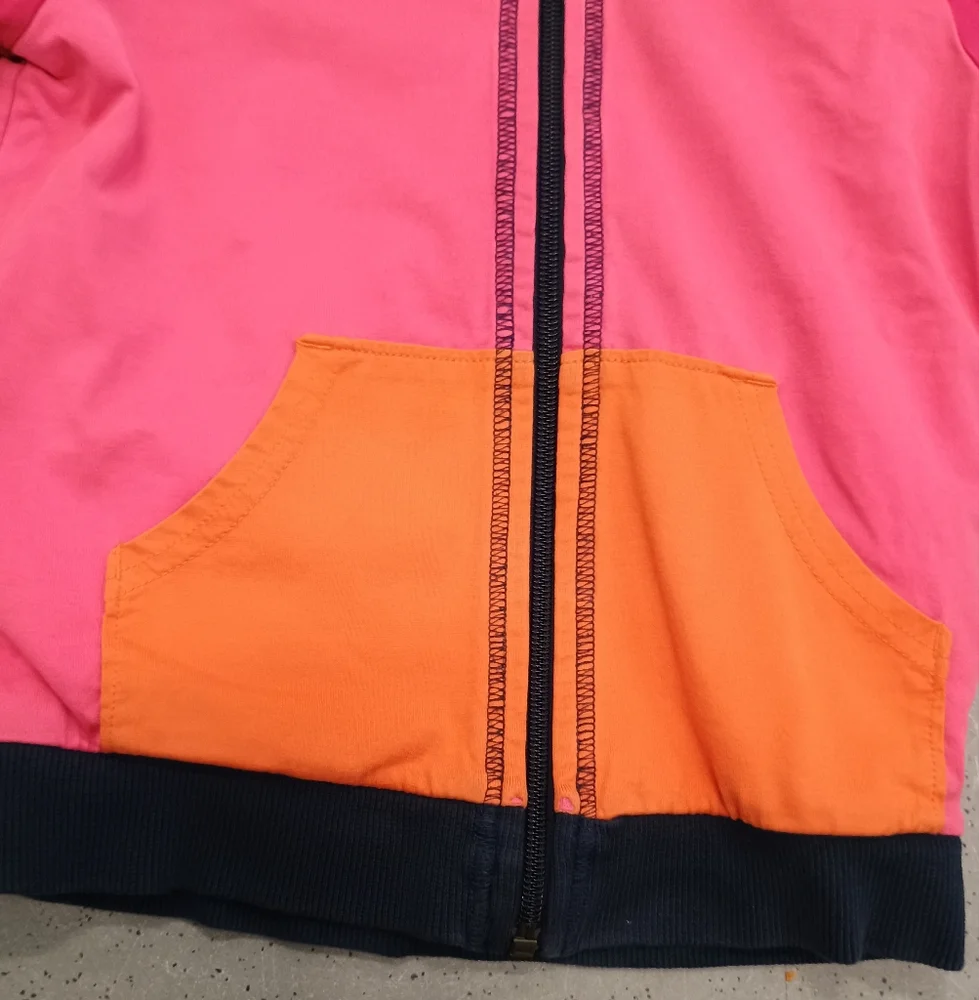 Hanna Andersson Multi Color Color Block Zip Up Hoodie Jacket Girl Kid Size 110 - Picture 7 of 14